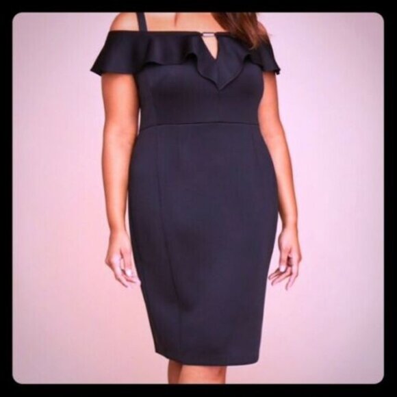 NWT Lane Bryant Off Shoulder Dress Black Scuba Plus Size 22 H10674 - Picture 1 of 12